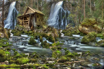 man made watermill HD Desktop Wallpaper | Background Image