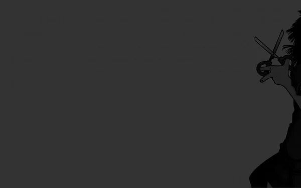 HD PC wallpaper with a minimalist dark-gray background and an anime silhouette from Mysterious Girlfriend X at the right edge, a mysterious girl holding two thin objects near her head.