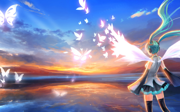 Anime Vocaloid Hatsune Miku Sky Wings HD Wallpaper | Background Image