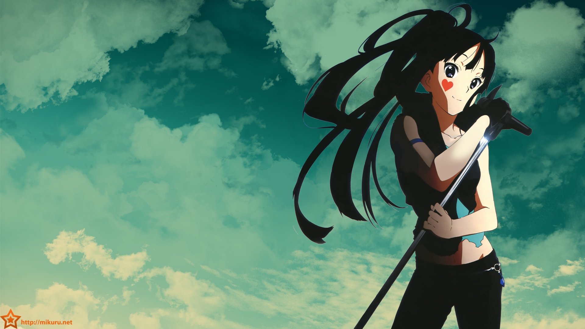 Mio Akiyama in the Sky – HD K-ON! Anime Wallpaper, image size:1920x1080