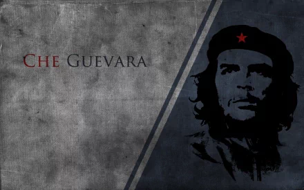HD wallpaper featuring a bold illustration of Che Guevara, accompanied by his name in a striking font against a textured gray background.