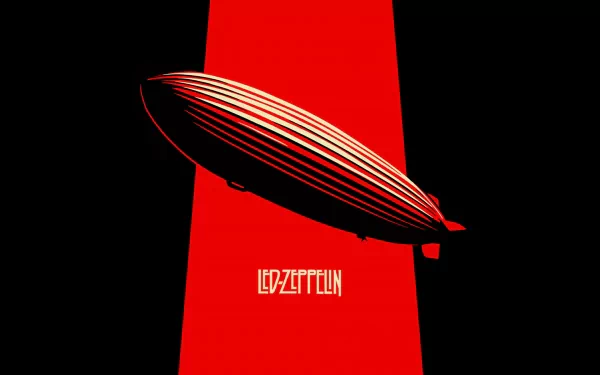 A striking HD desktop wallpaper featuring a red and black design with a Zeppelin and the text LED ZEPPELIN, celebrating the iconic music of the legendary rock band.