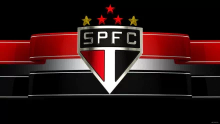 A sleek HD desktop wallpaper featuring the São Paulo FC logo, adorned with stars and vibrant colors, embodying the spirit of soccer and sports in São Paulo.