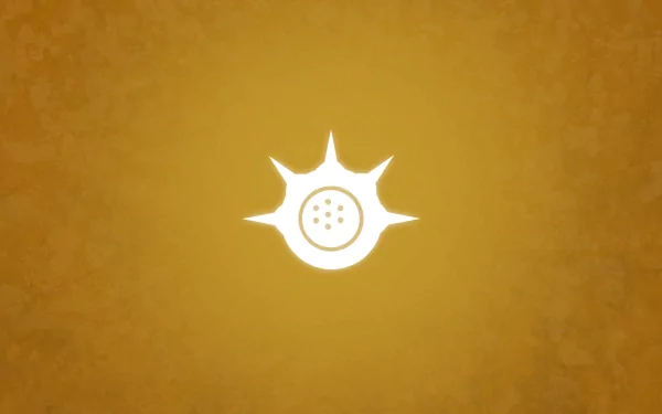 Minimalist Chariot symbol from Black Rock Shooter anime on a textured golden background, presented as an HD PC desktop wallpaper and background.