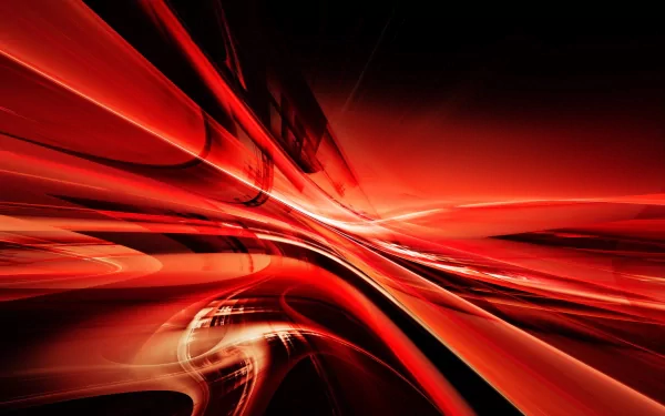 An abstract, 3D HD PC desktop wallpaper featuring dynamic red swirls and lines, creating a sense of movement and depth against a dark background.