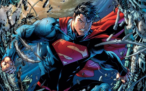 HD PC desktop wallpaper featuring Superman in dynamic action from the comic series Superman: Unchained, showcasing vibrant colors and detailed artwork.