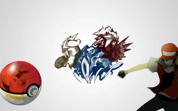 Red (Pokémon) pokeball Suicune (Pokémon) Entei (Pokémon) Raikou (Pokémon) Pikachu Anime Pokémon HD Desktop Wallpaper | Background Image