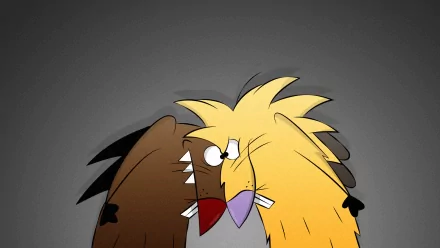 HD desktop wallpaper featuring the Angry Beavers from the TV show, showing close-up profile views of the two characters against a dark background.