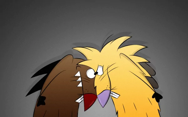 HD desktop wallpaper featuring the Angry Beavers from the TV show, showing close-up profile views of the two characters against a dark background.