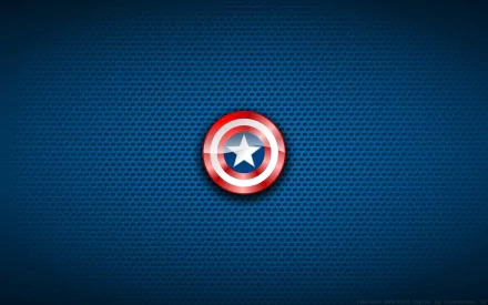 HD desktop wallpaper featuring Captain America's iconic shield with a blue patterned background.