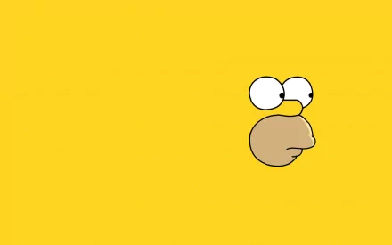 HD desktop wallpaper featuring a minimalist image of Homer Simpson from the TV show The Simpsons against a bright yellow background.