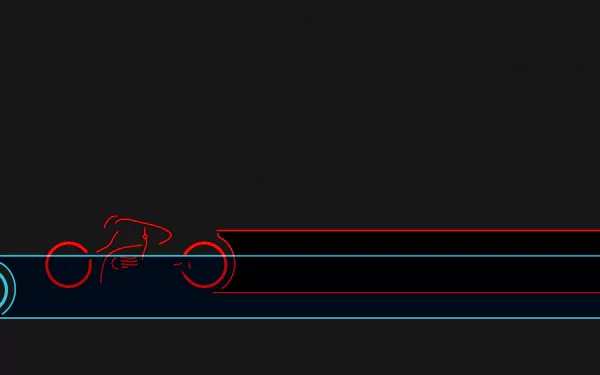 HD PC desktop wallpaper/background inspired by the movie Tron: red neon lightcycle outline with cyan and blue horizontal light trails on a black background.