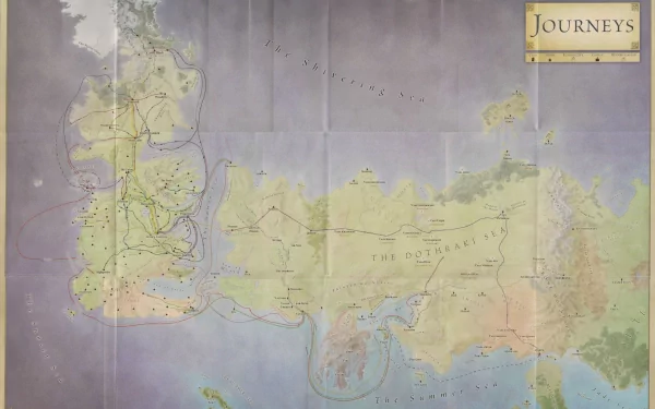 2K Quad HD PC desktop wallpaper: faded hand-drawn fantasy map of Westeros and Essos from A Song of Ice and Fire, showing coastlines, named regions and a decorative compass rose.