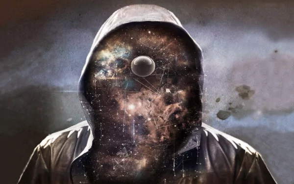 Artistic HD wallpaper featuring a person with a cosmic space pattern for a face.