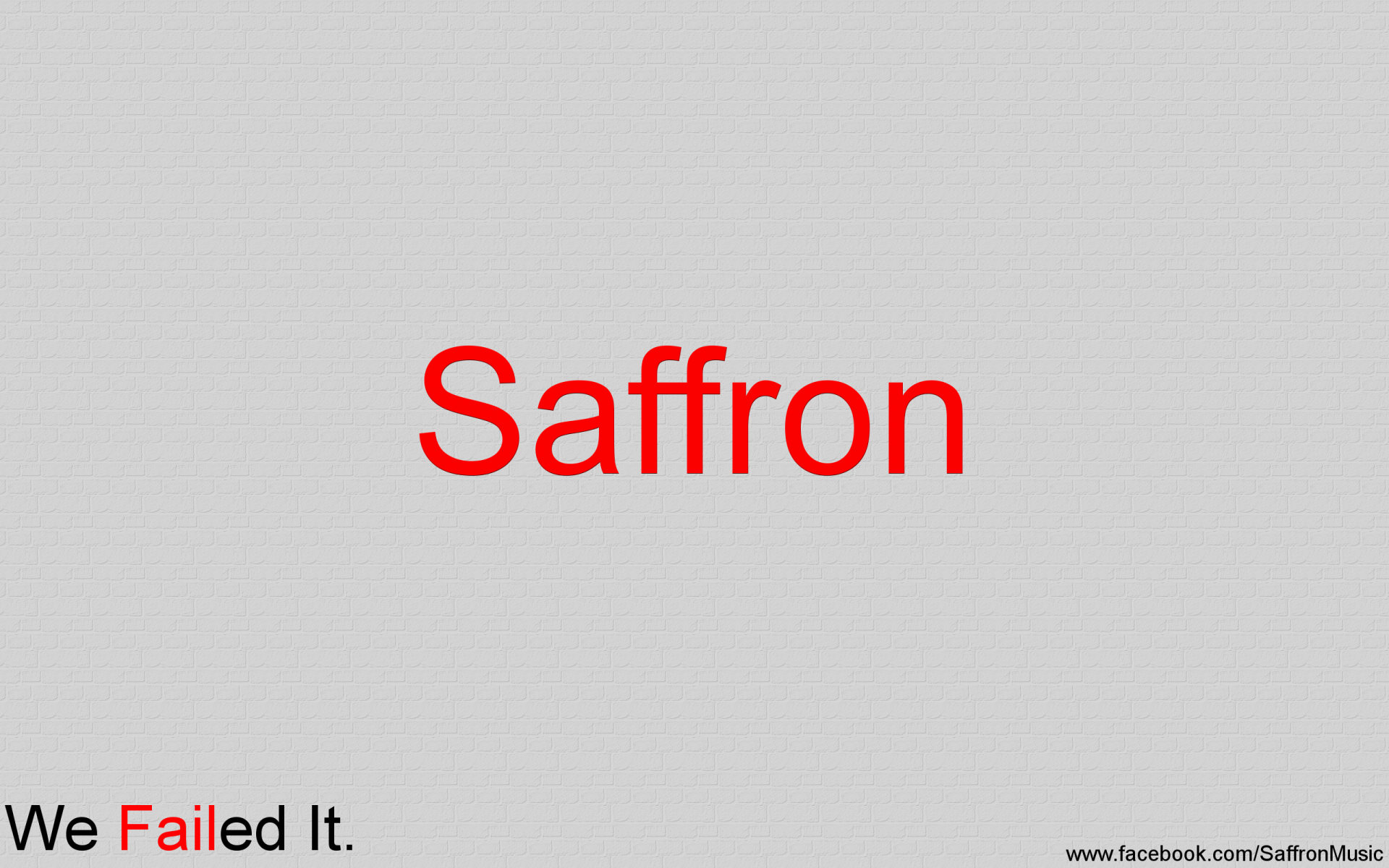 HD PC desktop wallpaper featuring the word Saffron in bold red text on a plain gray background, with subtle music-themed elements incorporated.