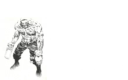 Sin City comic HD PC desktop wallpaper: stark black-and-white sketch of a hulking, scarred man clutching a bottle, positioned left on a wide white background.