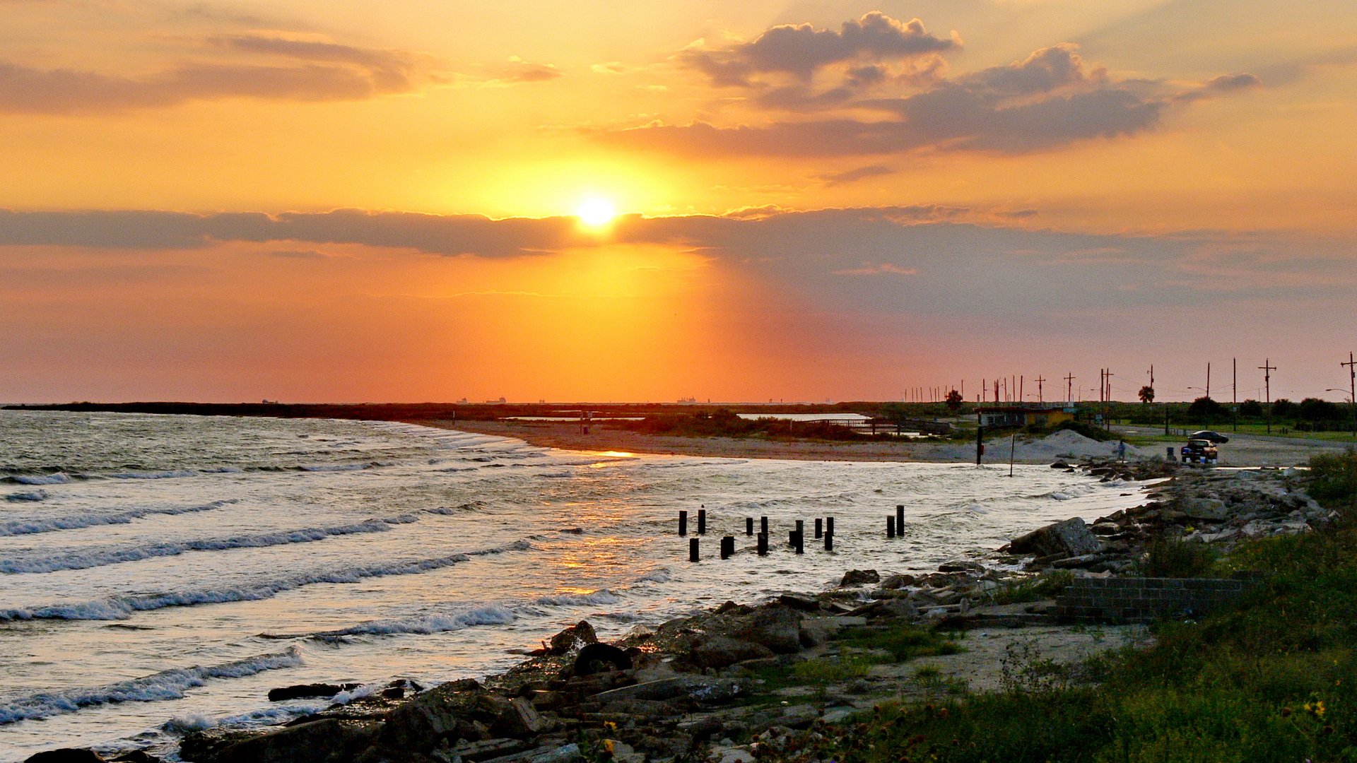 Galveston Sunset Full HD Wallpaper and Background Image | 1920x1080 