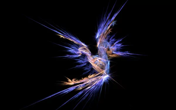 An abstract black wallpaper featuring dynamic, electric blue and gold fractal patterns, creating a captivating and modern background for desktop use.