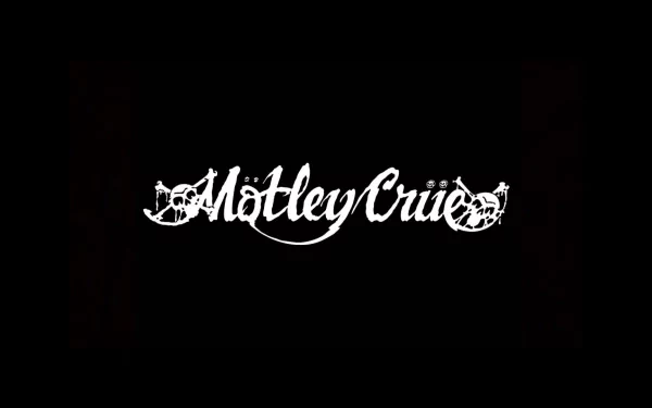 HD desktop wallpaper featuring the iconic Mötley Crüe logo in striking white on a black background, capturing the essence of classic rock music.