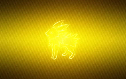 A glowing yellow silhouette of Jolteon from Pokémon, surrounded by a vibrant gradient background, serves as an eye-catching HD desktop wallpaper for fans of Eeveelutions.