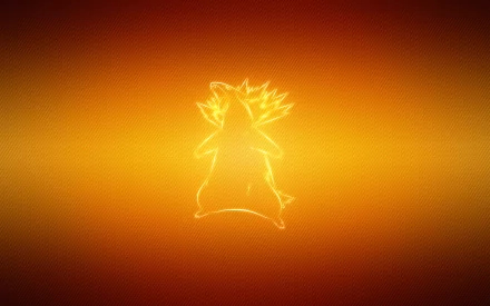 HD PC desktop wallpaper of Typhlosion from the Pokémon video game series, featuring a glowing fiery outline on an orange background.