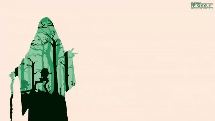 A striking HD wallpaper from Star Wars Episode VI: Return of the Jedi, featuring silhouettes of characters against a forest backdrop, showcasing the film's iconic imagery.