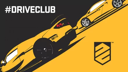 HD PC desktop wallpaper featuring stylized yellow sports cars and the hashtag #DRIVECLUB from the Driveclub video game, with dynamic racing-themed graphics.
