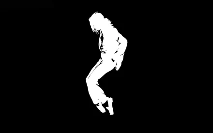 HD desktop wallpaper featuring a striking silhouette of Michael Jackson against a black background, capturing his iconic dance pose. Music-themed.