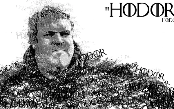 HD desktop wallpaper featuring a stylized image of a 'Game of Thrones' character with the word HODOR repeated throughout the background.