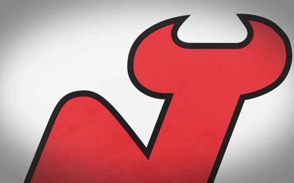 HD PC desktop wallpaper featuring the bold red New Jersey Devils logo, representing the NHL hockey team and sports spirit.