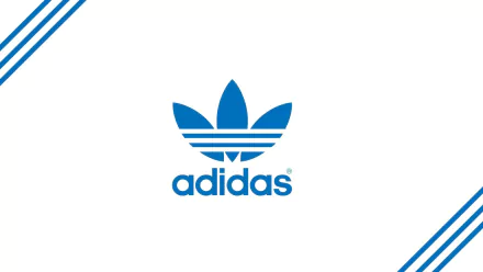 A vibrant HD desktop wallpaper featuring the iconic blue Adidas logo, set against a clean white background with blue stripes, blending modern design with brand recognition.
