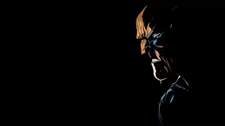 Comic-style Wolverine in shadowed profile against a black background, high-definition PC desktop wallpaper.