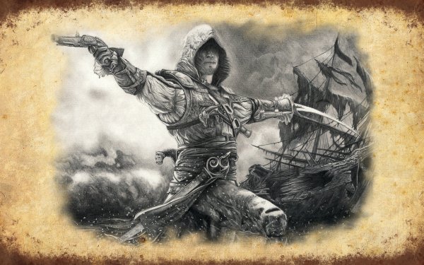 Video Game Assassin's Creed IV: Black Flag Assassin's Creed Edward Kenway Drawing Pirate Wreck HD Wallpaper | Background Image
