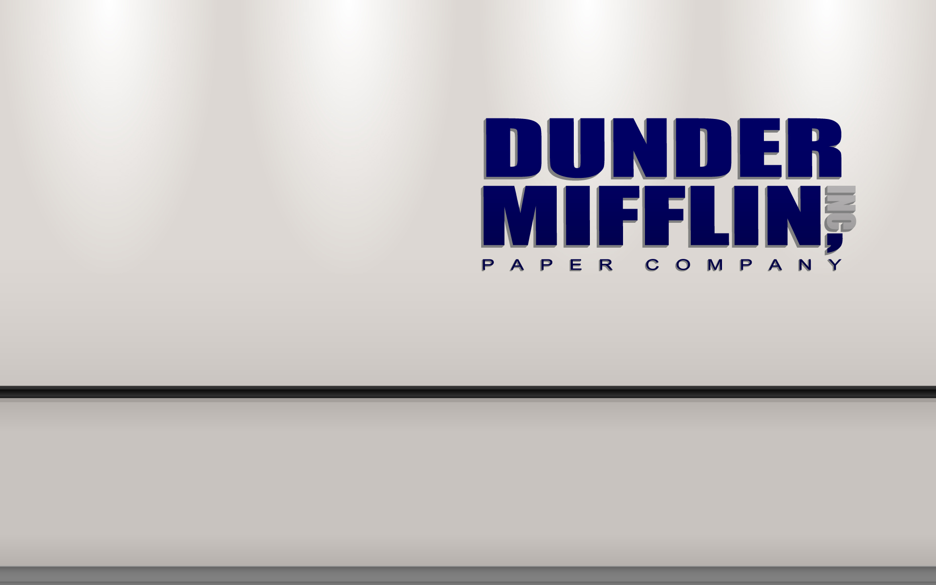 HD desktop wallpaper featuring the 'Dunder Mifflin Paper Company' logo from The Office (US).