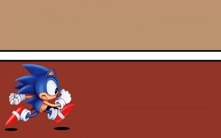 HD desktop wallpaper featuring Sonic the Hedgehog from the classic 1991 video game, set against a simple two-tone background.