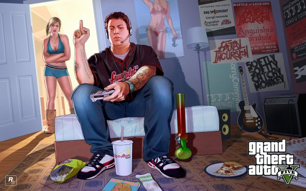Computerspiele Grand Theft Auto V Grand Theft Auto Jimmy De Santa Tracey De Santa Tattoo Shorts Boots Blondinen Brown Hair Speisen Getränk Sneakers HD Wallpaper | Hintergrund