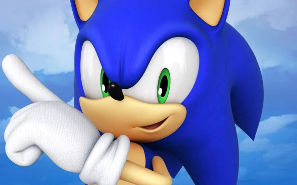 HD PC desktop wallpaper featuring Sonic the Hedgehog from the video game Sonic & All-Stars Racing Transformed against a bright blue sky background.