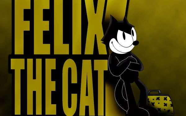 HD PC desktop wallpaper featuring Felix the Cat with bold yellow text and a matching yellow background.