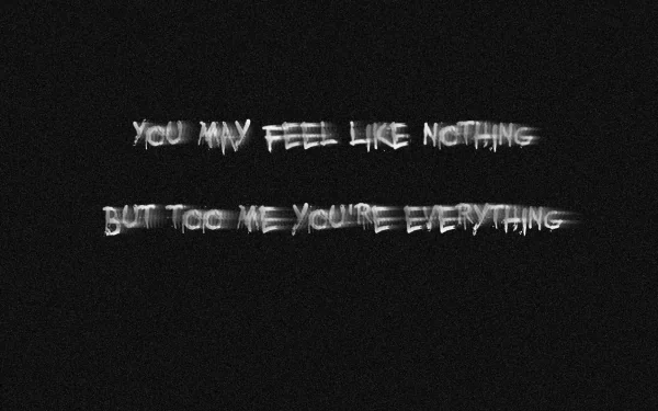 Misc statement HD PC desktop wallpaper/background: white distressed text on black reading You may feel like nothing but to me you're everything.