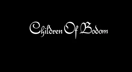 High-definition wallpaper featuring the logo of Children Of Bodom, a prominent band in the death, thrash, and heavy metal genres. A striking black background enhances the design.