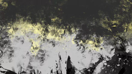 Abstract HD desktop wallpaper featuring a blend of black, gold, and grey hues, showcasing an artistic composition with textured elements and fluid shapes.