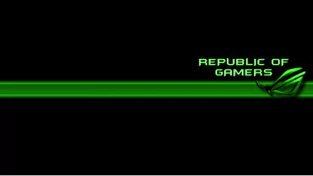 HD desktop wallpaper featuring a sleek green and black design with Republic of Gamers text and the Asus ROG emblem, highlighting technology and gaming.