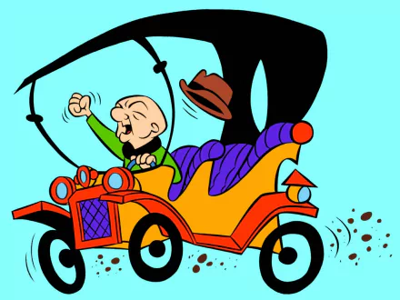 Mr. Magoo joyfully drives his vintage car, depicted in vibrant colors, capturing the whimsical essence of the beloved TV show. An engaging HD wallpaper for fans.