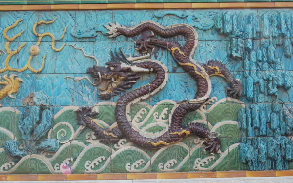 man made nine-dragon wall HD Desktop Wallpaper | Background Image