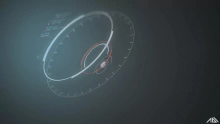 HD PC desktop wallpaper featuring a sleek, futuristic technology design with circular, glowing Rainmeter interface elements on a dark background.