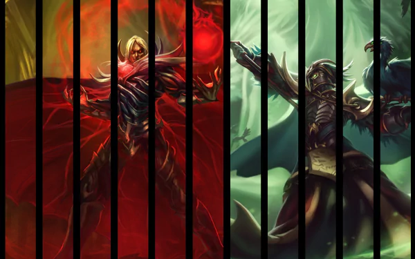 HD wallpaper featuring Vladimir from League of Legends, showcasing his powerful presence with dramatic colors and dynamic poses in a vibrant fantasy setting.