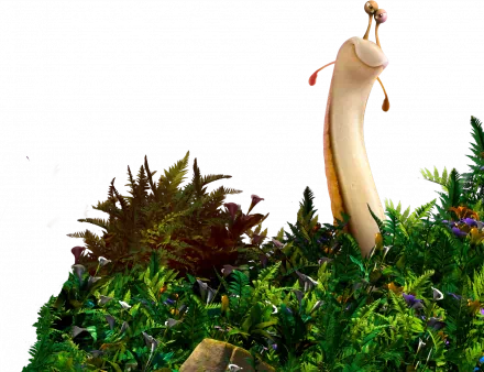 Epic HD desktop wallpaper featuring an animated character peeking through vibrant jungle foliage on a black background.