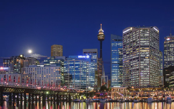  View of Sydney City Lights from Darling Harbour