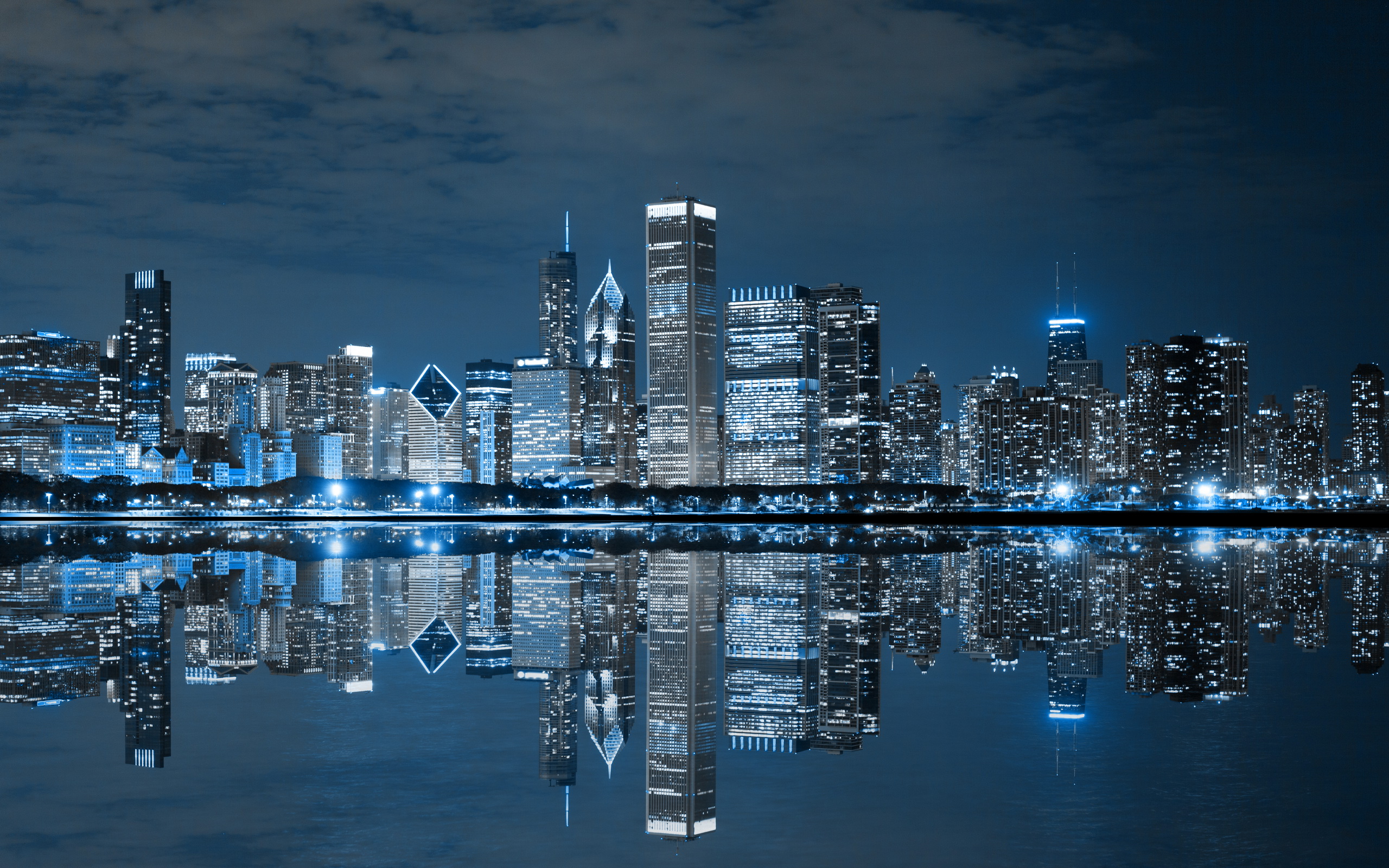 Nightlights - Chicago, on Lake Michigan in Illinois HD Wallpaper