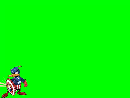 Donald Duck dressed as Captain America stands against a vibrant green background in this colorful comic-style 4K Ultra HD wallpaper for desktops.